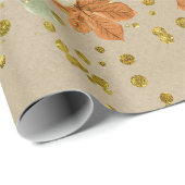 Oranje glitterpompoenen op kreukpapier cadeaupapier (Rol Hoek)