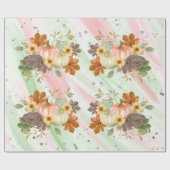 Oranje Glitterpompoenen Op Roze en Groene Glitter Cadeaupapier (Vlak)