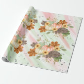 Oranje Glitterpompoenen Op Roze en Groene Glitter Cadeaupapier (Uitgerold)