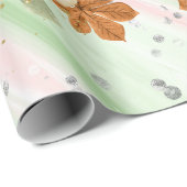 Oranje Glitterpompoenen Op Roze en Groene Glitter Cadeaupapier (Rol Hoek)