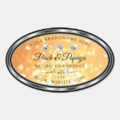 Oranje Glitterproductetiketten Mousserende diamant Ovale Sticker (Voorkant)