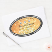 Oranje Glitterproductetiketten Mousserende diamant Ovale Sticker (Envelop)