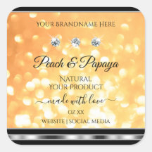 Oranje Glitterproductetiketten Mousserende diamant