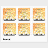 Oranje Glitterproductetiketten Mousserende diamant Vierkante Sticker (Vel)