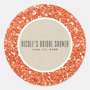 Oranje Glitters & Rustieke Kraft Herfst Glans Favo Ronde Sticker