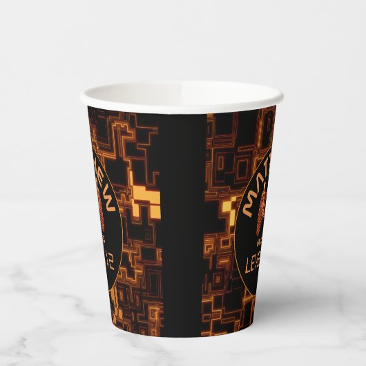 Oranje gloed-videogamecontroller papieren bekers (Links)