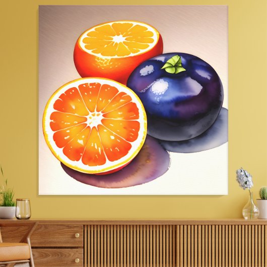 Oranje gloed Waterverf Canvas Afdruk (Insitu (Woonkamer))