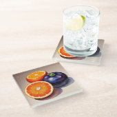 Oranje gloed Waterverf Glazen Onderzetter (Schuin)