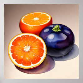 Oranje gloed Waterverf Poster