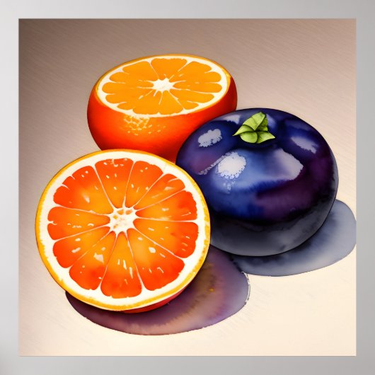 Oranje gloed Waterverf Poster (Voorkant)