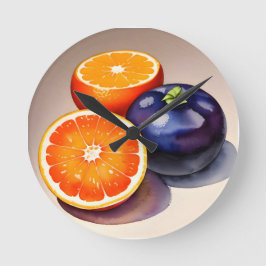 Oranje gloed Waterverf Ronde Klok