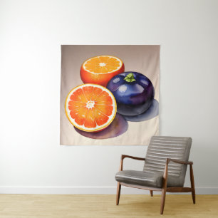 Oranje gloed Waterverf Wandkleed