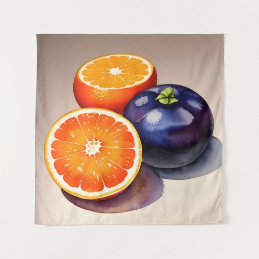 Oranje gloed Waterverf Wandkleed (Voorkant)