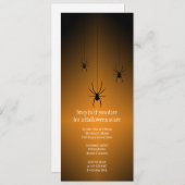 Oranje gloed zwarte spin Halloween-uitnodigingskaa Kaart (Voorkant / Achterkant)