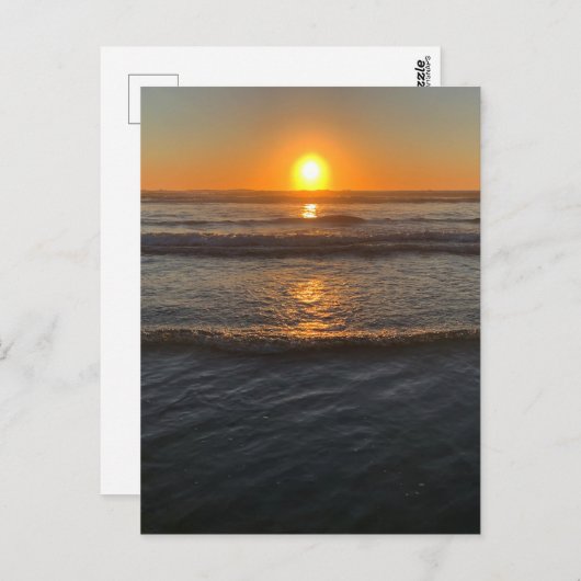 Oranje gloedgolven Californische kustzonsondergang Briefkaart (Voorkant / Achterkant)