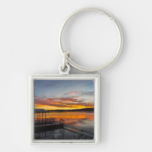 Oranje Glory Morning Painterly Sleutelhanger (Voorkant)