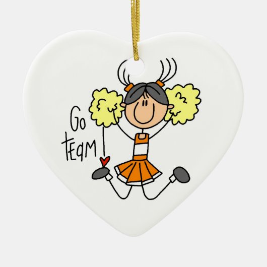 Oranje Go Team Cheerleader Keramisch Ornament (Voorkant)