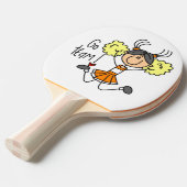 Oranje Go Team Cheerleader Ping Pong Paddle Tafeltennisbatje (Voorkant Gekanteld)