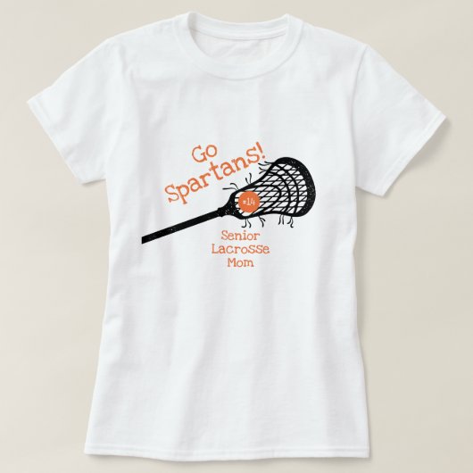 Oranje Go Team Lacrosse mama T-shirt (Design voorkant)
