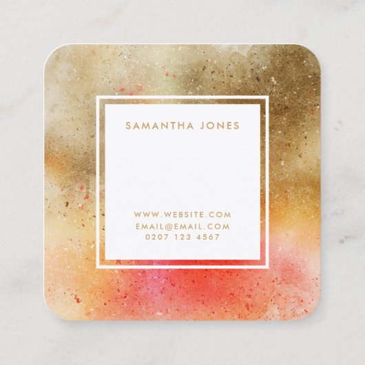 Oranje Gold Art Simple Moderne Interior Designer Vierkante Visitekaartje (Achterkant)