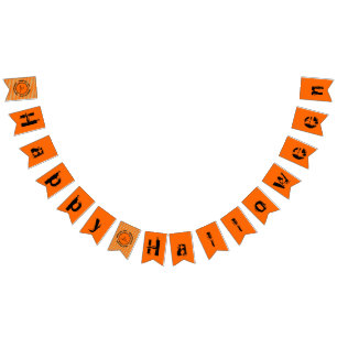 Oranje Gold Black Stripes Happy Halloween Scary Vlaggetjes
