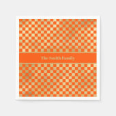 Oranje Gold Checkered Paper Napkin Servet (Voorkant)