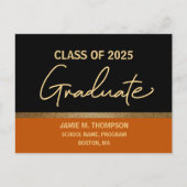 Oranje Gold College Klasse van 2025 Afstuderen Briefkaart (Voorkant)