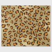 Oranje Gold Glitter Leopard Animal Print Cheetah Cadeaupapier (Vlak)