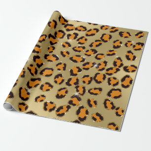 Oranje Gold Glitter Leopard Animal Print Cheetah Cadeaupapier