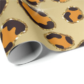 Oranje Gold Glitter Leopard Animal Print Cheetah Cadeaupapier (Rol Hoek)