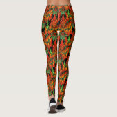 Oranje Gold Green Abstract kunstpatroon Leggings (Achterkant)