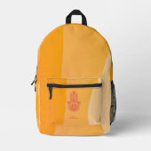 Oranje golven eenvoudige rode hamsa gepersonalisee bedrukte rugzak (Voorkant)