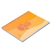 Oranje golven eenvoudige rode hamsa gepersonalisee notitieboek (Linkerzijde)