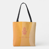 Oranje golven eenvoudige rode hamsa gepersonalisee tote bag (Achterkant)
