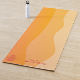 Oranje golven eenvoudige rode hamsa gepersonalisee yogamat