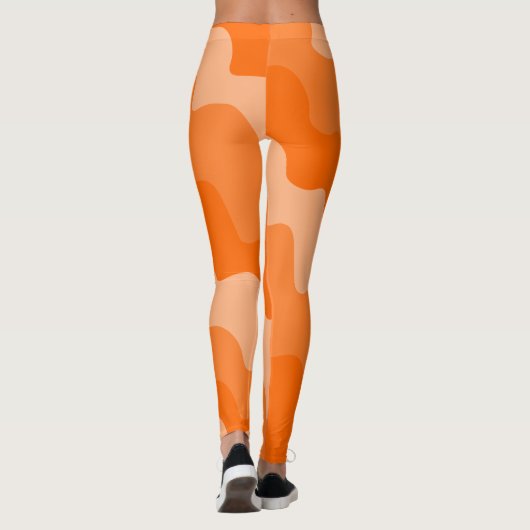 Oranje golvende oceaangolven gradiënt leggings (Achterkant)