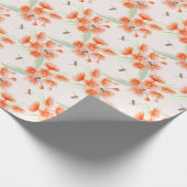 Oranje gomboom en bijen waterverf kunst wrap cadeaupapier (Hoek)