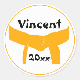 Oranje gordel voor krijgskunst ronde sticker