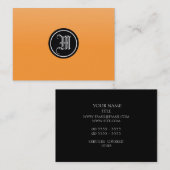 Oranje gothisch monogram visitekaartje (Voorkant / Achterkant)