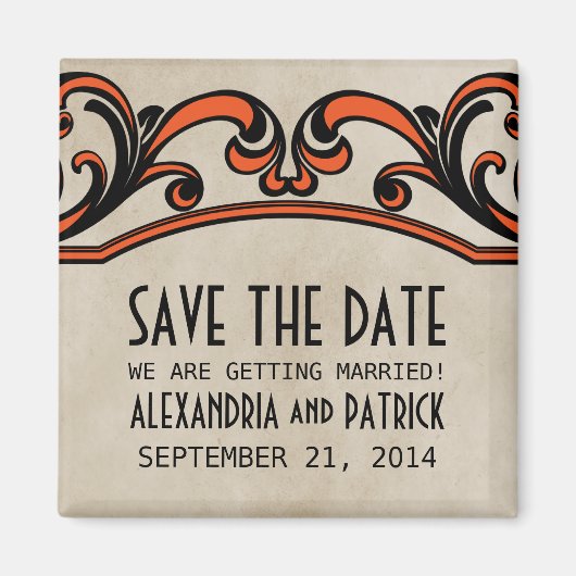 Oranje gothische cirkels sparen de Magnet van de D (Voorkant)