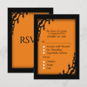 Oranje gothische RSVP met menukeuze (Voorkant / Achterkant)
