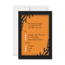 Oranje gotische RSVP met menuoptie