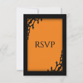 Oranje gotische RSVP met menuoptie Kaartje (Achterkant)