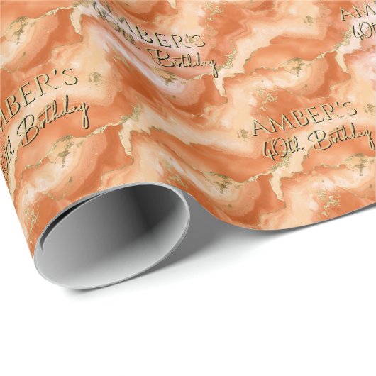 Oranje Goud Abstract Marmer Design Cadeaupapier (Rol Hoek)