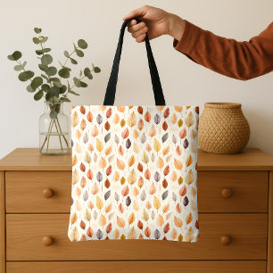 Oranje Goud Bruine Herfstbladeren Waterverf Patroo Tote Bag