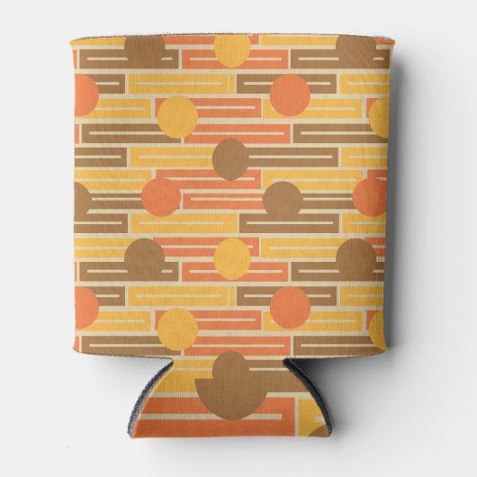 Oranje, goud, bruine rechthoeken en cirkels blikjeskoeler (Voorkant)