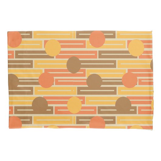 Oranje, goud, bruine rechthoeken en cirkels kussensloop (Voorkant)