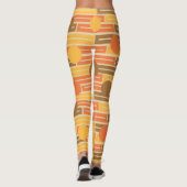 Oranje, goud, bruine rechthoeken en cirkels leggings (Achterkant)