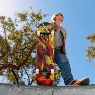 Oranje Goud 'Chinees Jaar van de Draak 2024' Persoonlijk Skateboard