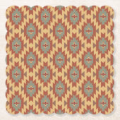 Oranje, goud en Aqua Southwestern Patroon Kartonnen Onderzetters (Voorkant)